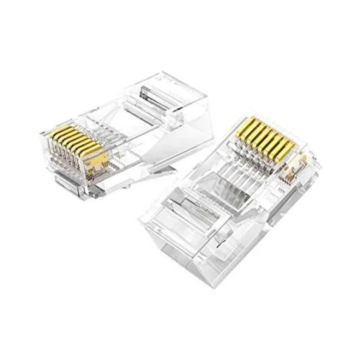 PrimeX PX-COB8P RJ45 Jack, 100’lü Paket UTP Ethernet Konnektör, 8P8C Network LAN Kablo Ucu, İnternet Kablosu Sonlandırma Plug, Modem Router Switch Patch Panel Kamera Sistemi Bağlantı Jakı