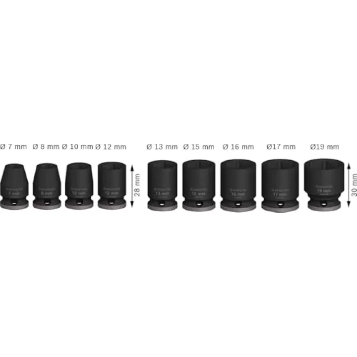 Pro 3/8 7-19 mm Havalı Lokma Takımı 9 Prç 2608003036