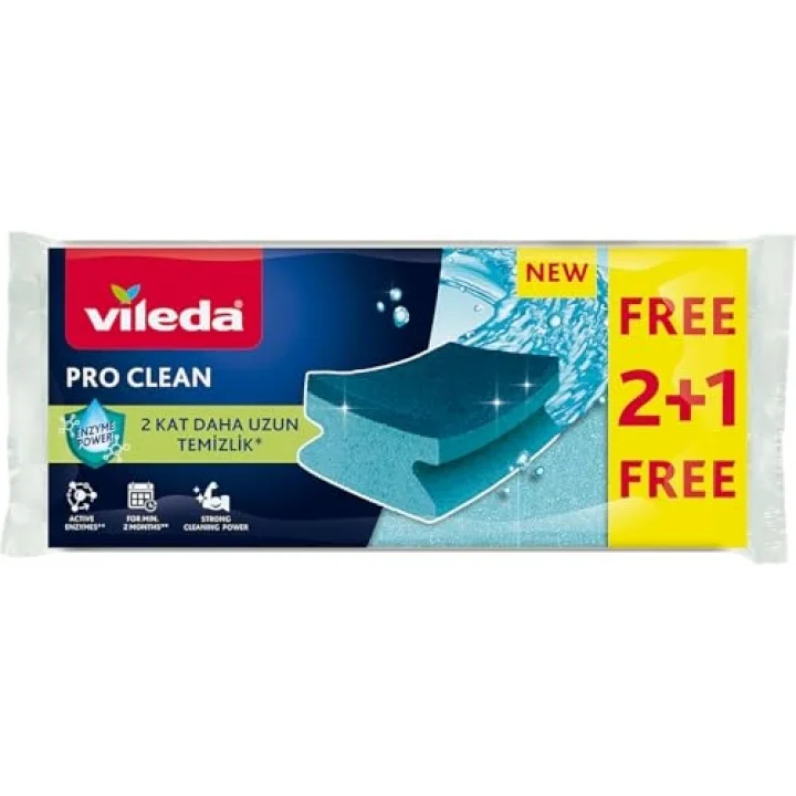 Pro Clean Aktif Enzimli Oluklu Sünger, 3’lü Paket