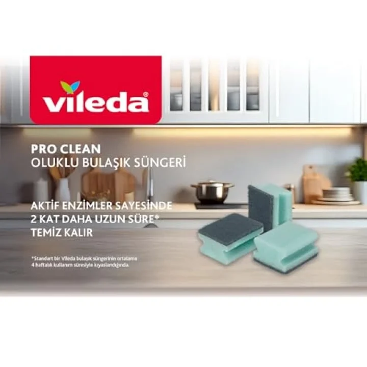 Pro Clean Aktif Enzimli Oluklu Sünger, 3’lü Paket