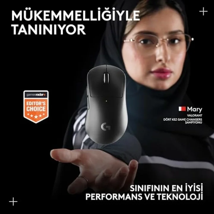 PRO X SUPERLIGHT 2 DEX LIGHTSPEED Kablosuz Oyun Mouseu, HERO 2 32K DPI Sensör, 888 IPS/88Gye Kadar Hızlanma PC/Mac için Programlanabilir 5 Tuş, USB-C Şarj, 60g ProGrade Hafif Mouse, Siyah