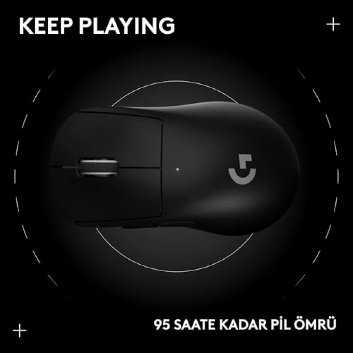 PRO X SUPERLIGHT 2 DEX LIGHTSPEED Kablosuz Oyun Mouseu, HERO 2 32K DPI Sensör, 888 IPS/88Gye Kadar Hızlanma PC/Mac için Programlanabilir 5 Tuş, USB-C Şarj, 60g ProGrade Hafif Mouse, Siyah