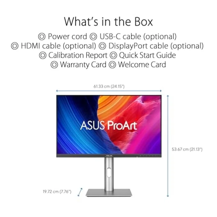 ProArt PA278CFRV 27 IPS HDR 2560x1440 5ms 100Hz 350cd DP HDMI USB-C Hoparlör VESA 3YIL 95% DCI-P3, Calman Verified, PD 96W PIVOT Monitör