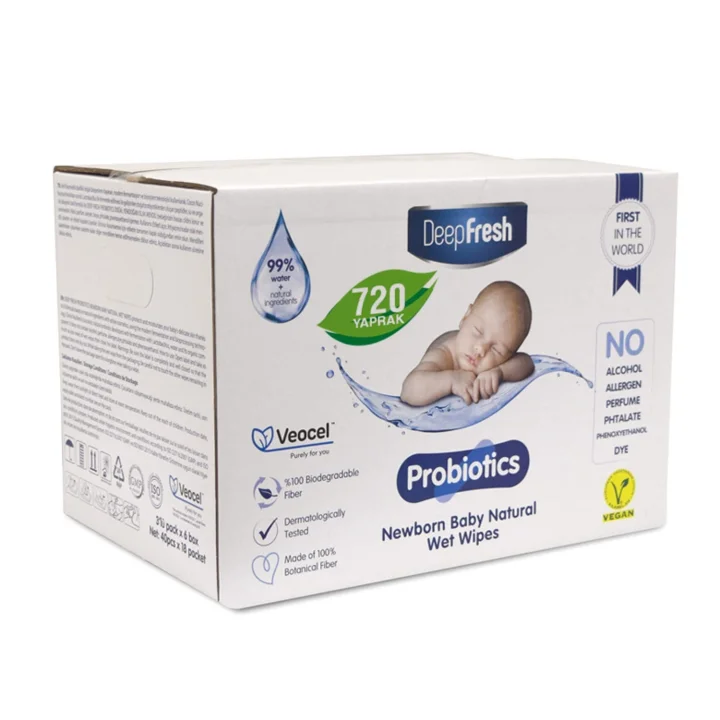 Probiyotik Alkolsüz Parabensiz Yenidoğan Bebek Islak Mendili 720 Yaprak (18 x 40 Adet)