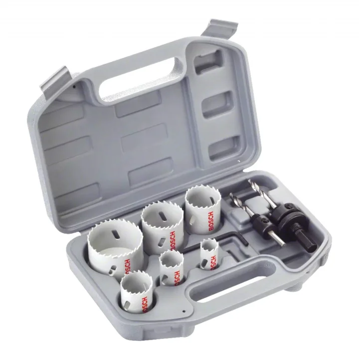 Professional Accessories 9 parçalı delik testeresi seti HSS bimetal elektrikçi (metal, ahşap, çap 20-68 mm, matkap aksesuarı)