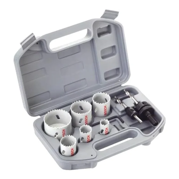 Professional Accessories 9 parçalı delik testeresi seti HSS bimetal elektrikçi (metal, ahşap, çap 20-68 mm, matkap aksesuarı)