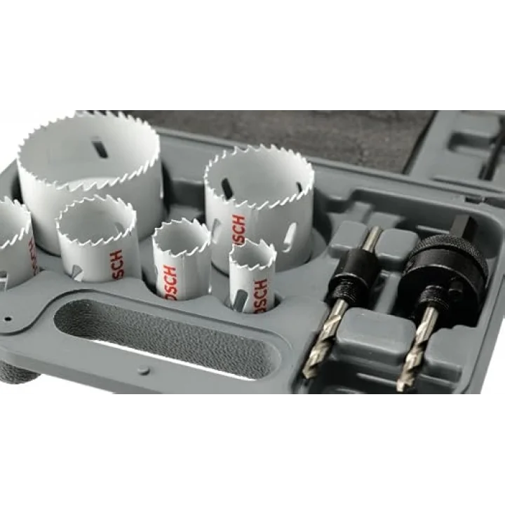 Professional Accessories 9 parçalı delik testeresi seti HSS bimetal elektrikçi (metal, ahşap, çap 20-68 mm, matkap aksesuarı)