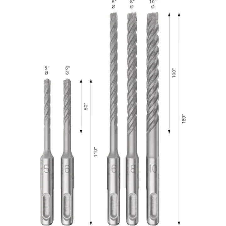 Professional Accessories Sds Plus-5 x: Set 5 Uds: 5, 6, 6, 8, 10 (5)