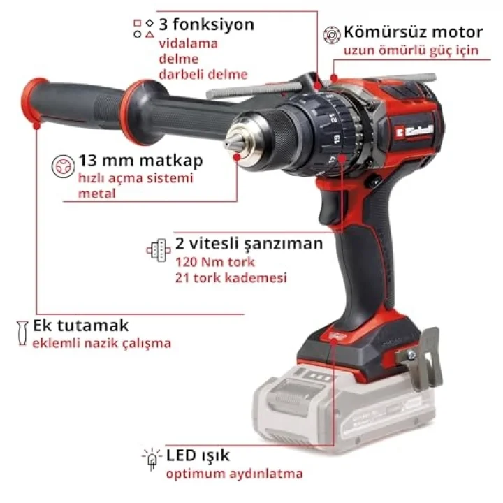 Professional Akülü Darbeli Vidalama TP-CD 18/120 Li-i BL-Solo