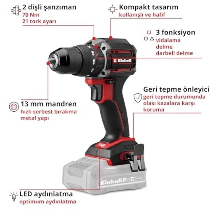 Professional Akülü Darbeli Vidalama TP-CD 18/70-C Li-i BL-Solo