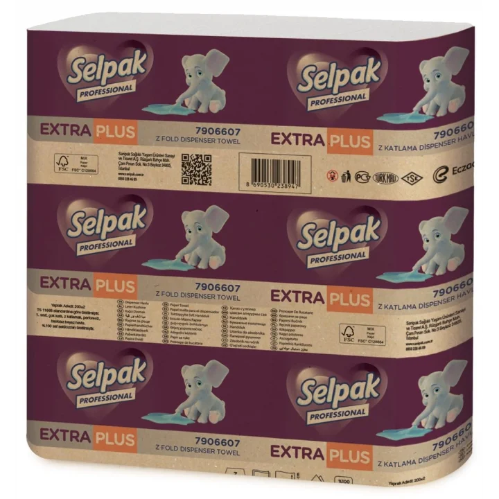 Professional Extra Z Katlı Plus Dispenser Havlu, 200 Yaprak