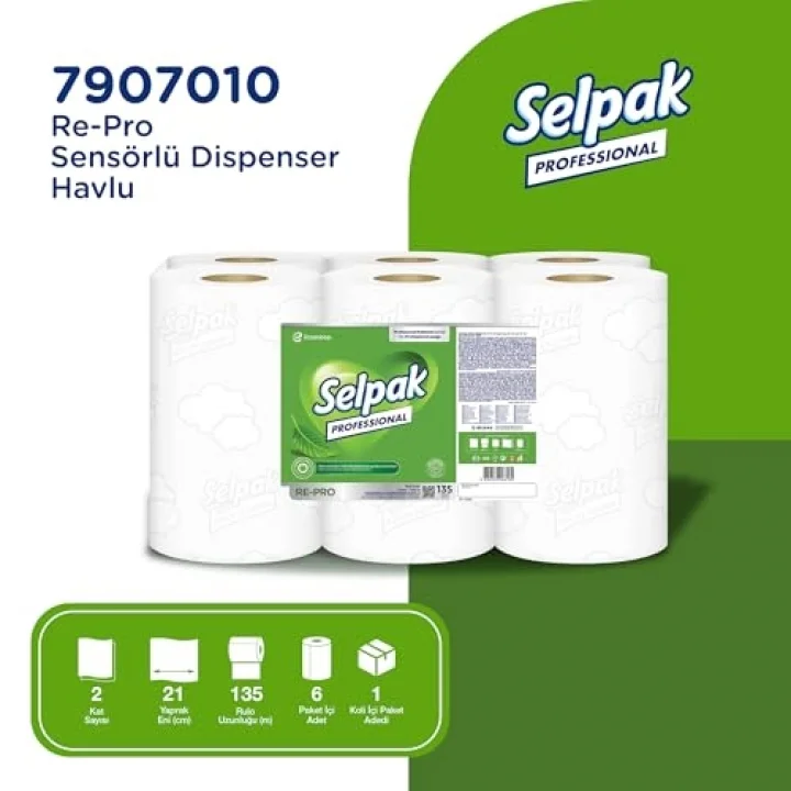 Professional Re-Pro Sensörlü Dispenser Havlu 6 Rulo 21cm x 135 m