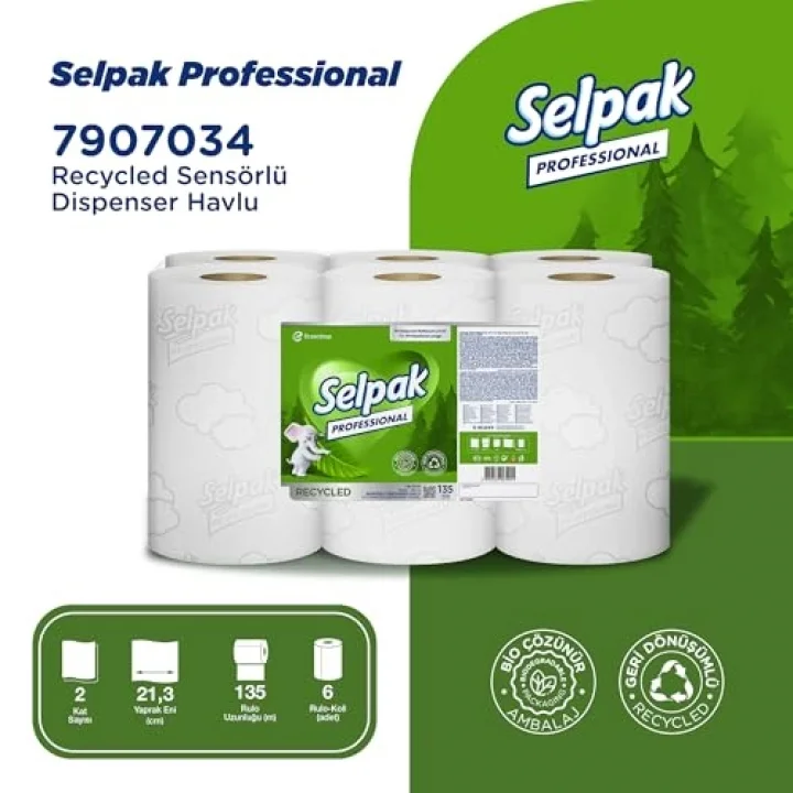 Professional Recycled Sensörlü Havlu, 135 Metre