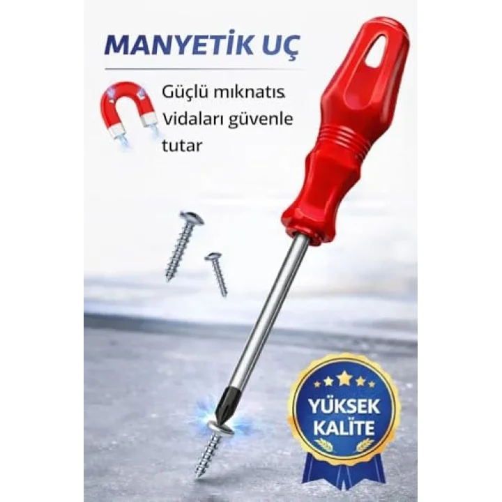 Profesyonel Manyetik Yıldız Tornavida PH2 6+125 mm, Yüksek Tork Dayanımlı Sertleştirilmiş Çelik Uç, Kaymaz Ergonomik Sap, Dar Alanlara Uygun, Mobilya Montajı ve Elektrik İşleri İçin