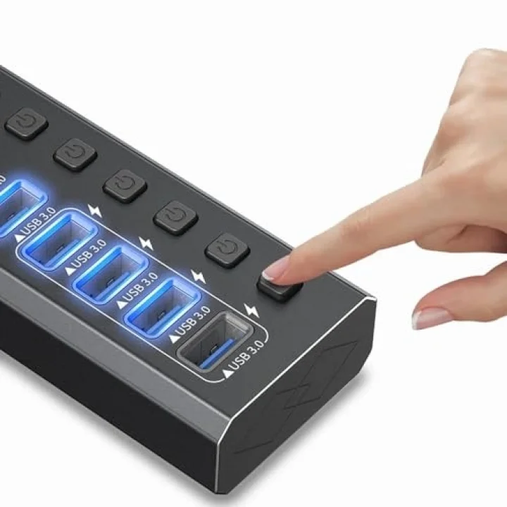 Profesyonel USB Hub 16 Portlu USB 3.0 Type-C 5Gbps Hızlı Şarj Bireysel Açma Kapama Anahtarları 12V DC 7.5A Güç Adaptörü Telefon Şarj Dizüstü Bilgisayar Mobil HDD Flash Sürücü Port16