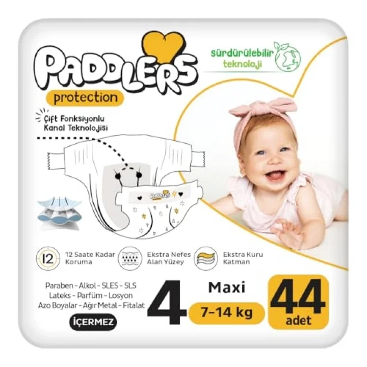 Protection Bebek Bezi 4 Numara Maxi (7-14 Kg) 44 Adet – Jumbo Paket, Maksimum Koruma