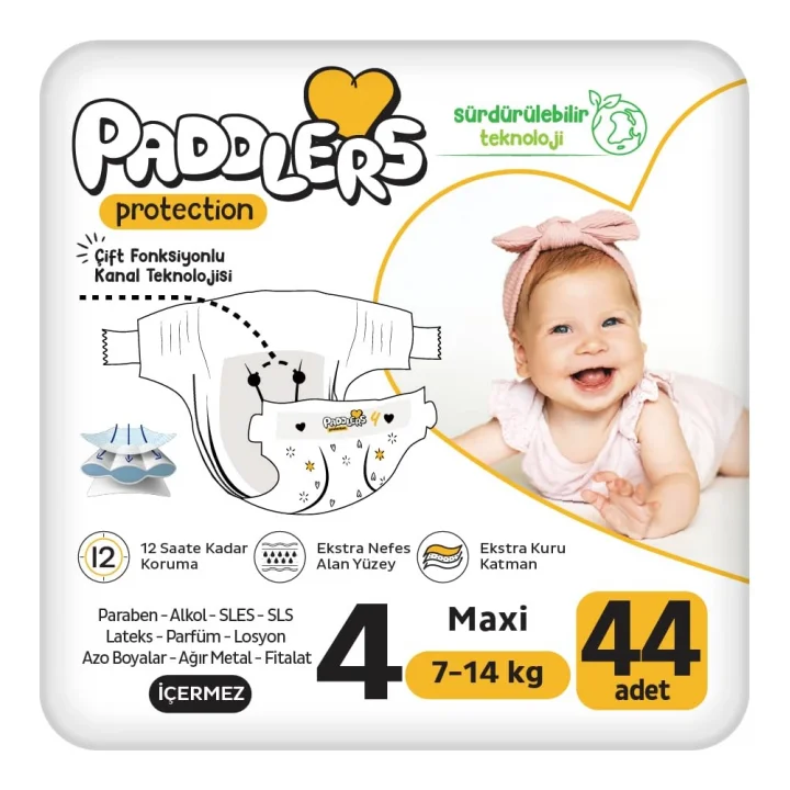 Protection Bebek Bezi 4 Numara Maxi (7-14 Kg) 44 Adet – Jumbo Paket, Maksimum Koruma