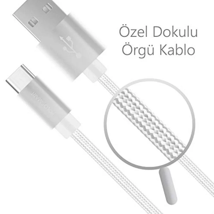 PSM06 1 Metre Beyaz Lightning Hızlı Şarj Kablosu,Beyaz