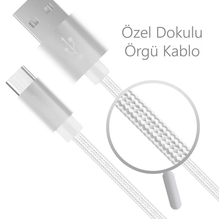 PSM06 1 Metre Beyaz Lightning Hızlı Şarj Kablosu,Beyaz