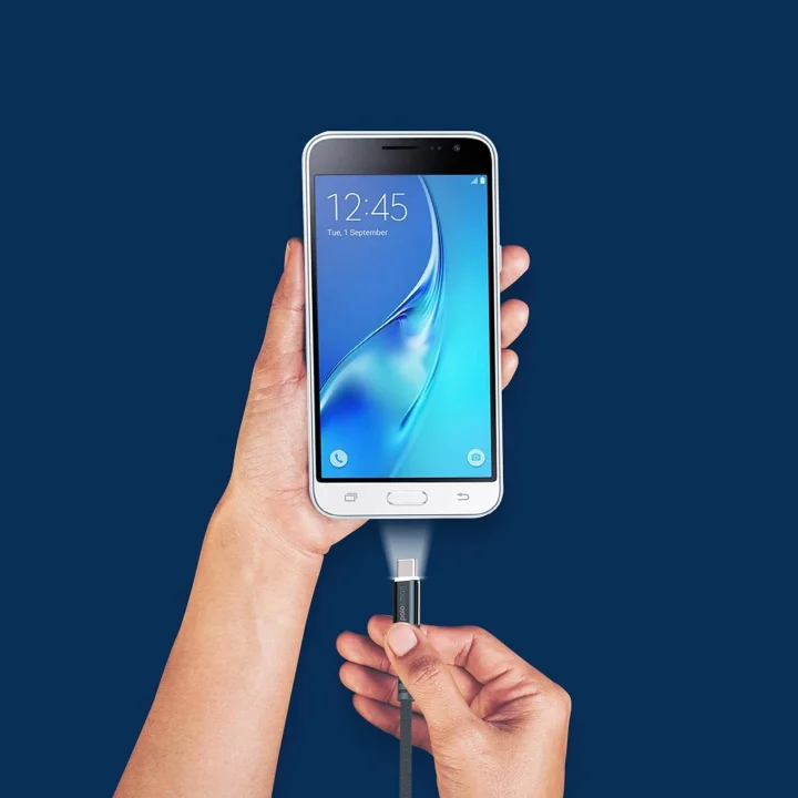 PSM26 1.2 Metre Type-C (Android ve Diğer) Led Aydınlatmalı Şarj Ve Data Kablosu Siyah