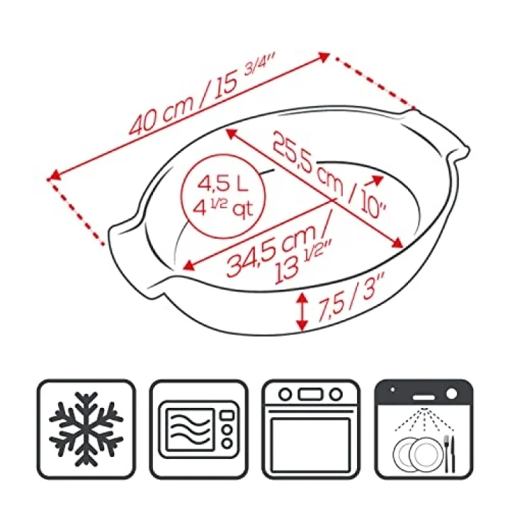 PSP60558 Appolia fırın kabı oval 40 cm, seramik
