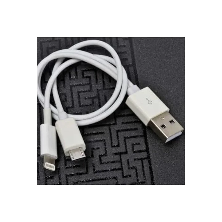 PSR aksesuar Beyaz Beyaz Çiftli Lightning-Micro Kısa Usb Kablo ile uyumlu