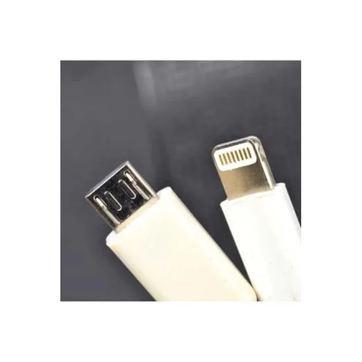PSR aksesuar Beyaz Beyaz Çiftli Lightning-Micro Kısa Usb Kablo ile uyumlu