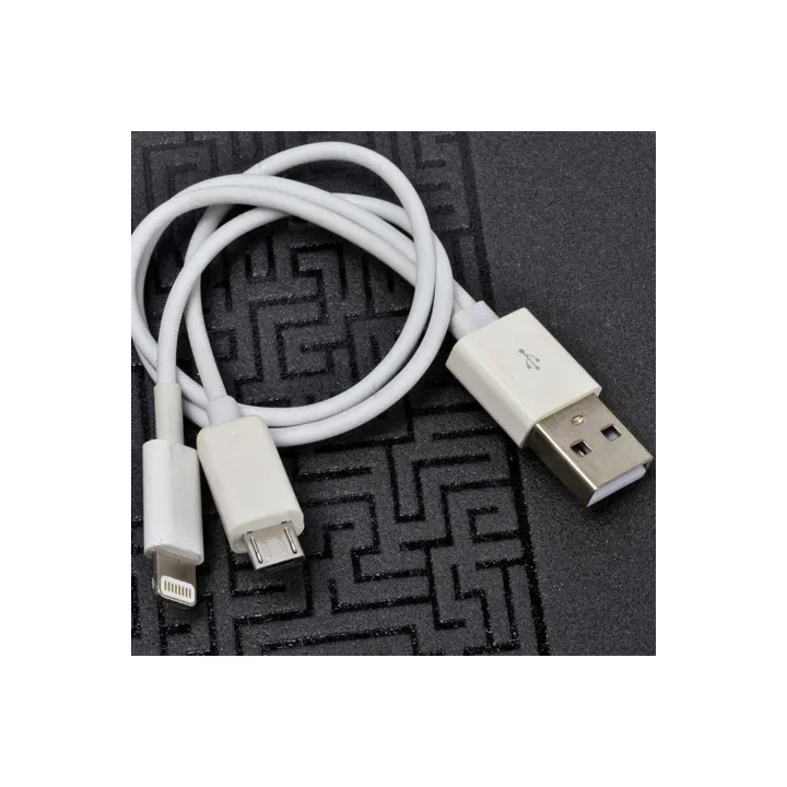PSR aksesuar Beyaz Beyaz Çiftli Lightning-Micro Kısa Usb Kablo ile uyumlu