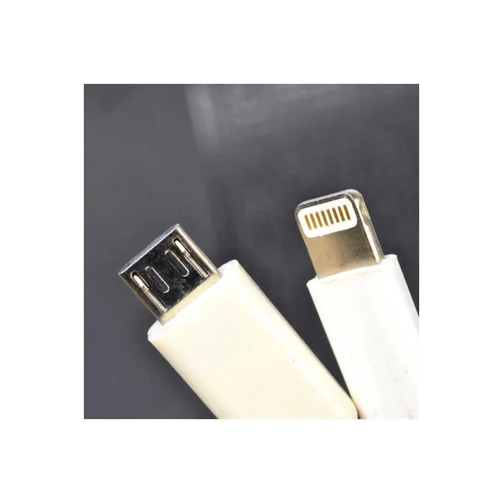 PSR aksesuar Beyaz Beyaz Çiftli Lightning-Micro Kısa Usb Kablo ile uyumlu