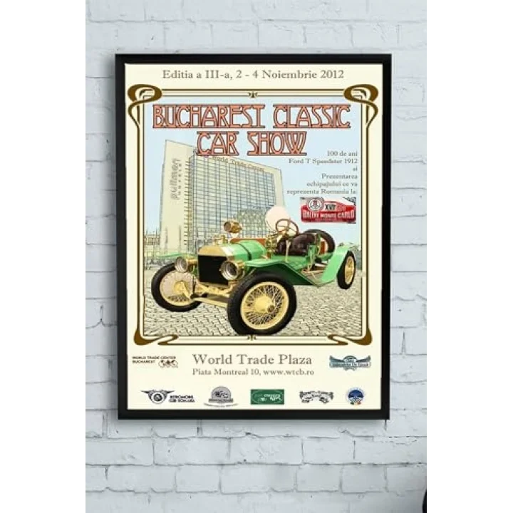 (pster10318) Bucharest Classic Vintage Araba Çerçeveli Tablo (40x50cm)