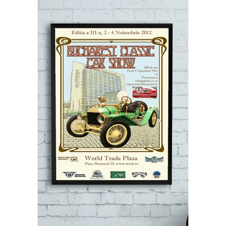 (pster10318) Bucharest Classic Vintage Araba Çerçeveli Tablo (40x50cm)