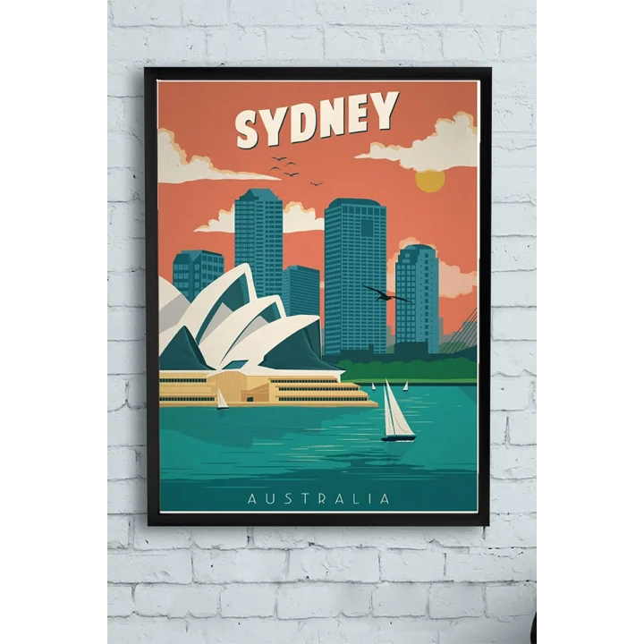 (pster13268) Sidney Vintage Çerçeveli Tablo (50x70cm)