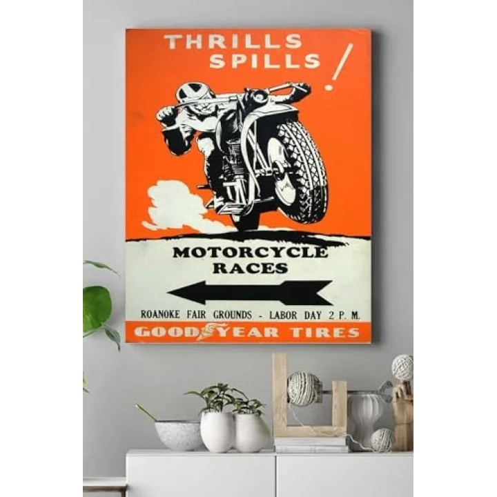 (pster17448) Motor Vintage Kanvas Tablo 50 x 70