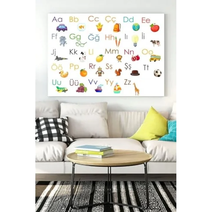 (pster18151) Türkçe Alfabe Eğitim Kanvas Tablo 40 x 60