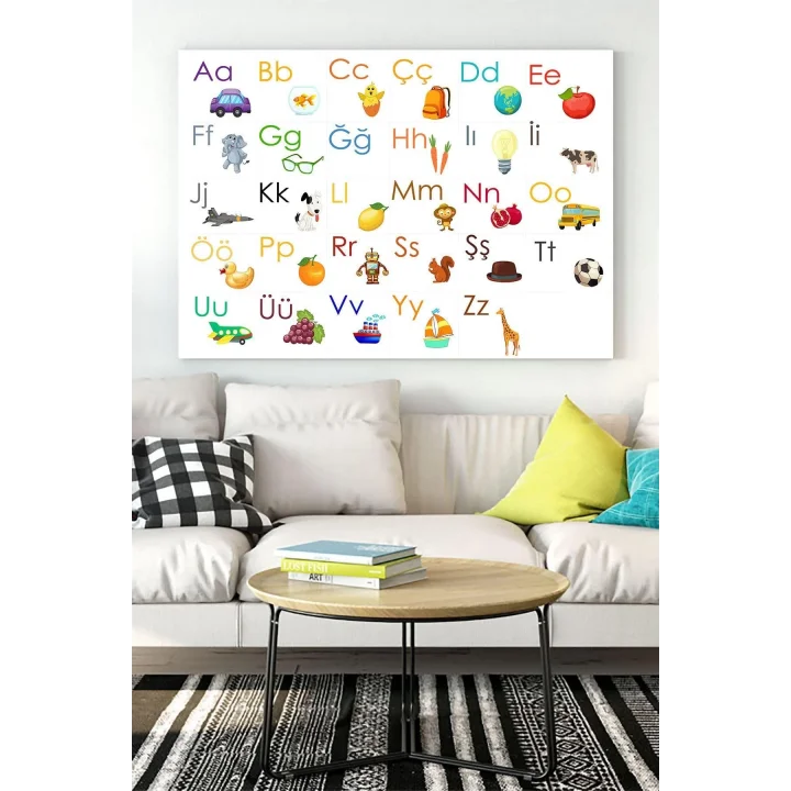 (pster18151) Türkçe Alfabe Eğitim Kanvas Tablo 40 x 60