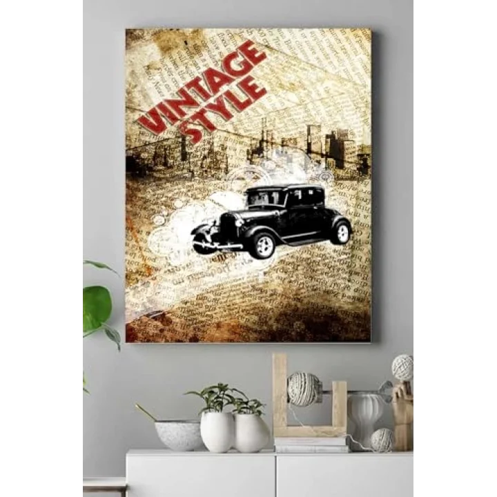 (pster18405) Vintage Araba Kanvas Tablo 2 40 x 60