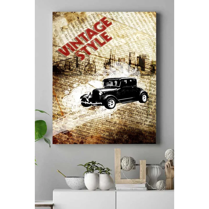 (pster18405) Vintage Araba Kanvas Tablo 2 40 x 60
