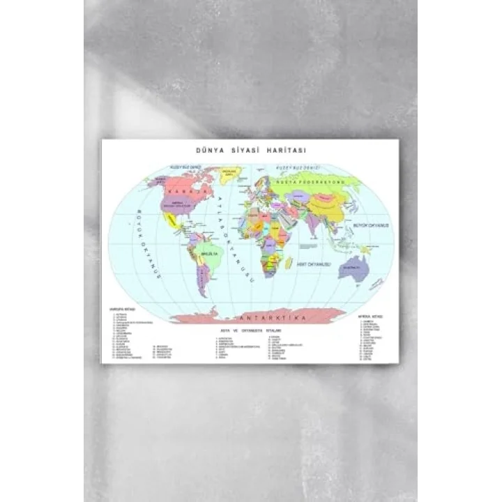(pster4136) Dünya Haritası Eğitim Posteri