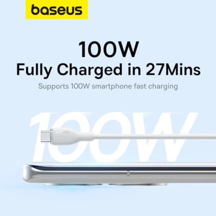 Pudding Hızlı Şarj Özellikli Type-C Kablo 100W, 1.2 Metre, Beyaz