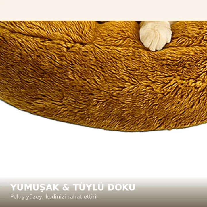 Puffy Simit Şeklinde Kedi Yatağı 50 cm