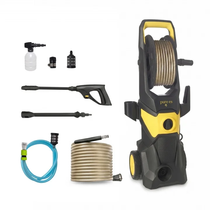 Pure Es Basınçlı Araba Yıkama Makinesi 1400W | 150 Bar Yüksek Basınçlı | 6 L/Dk Su Debisi | Araç, Bahçe ve Balkon Temizleme Makinesi