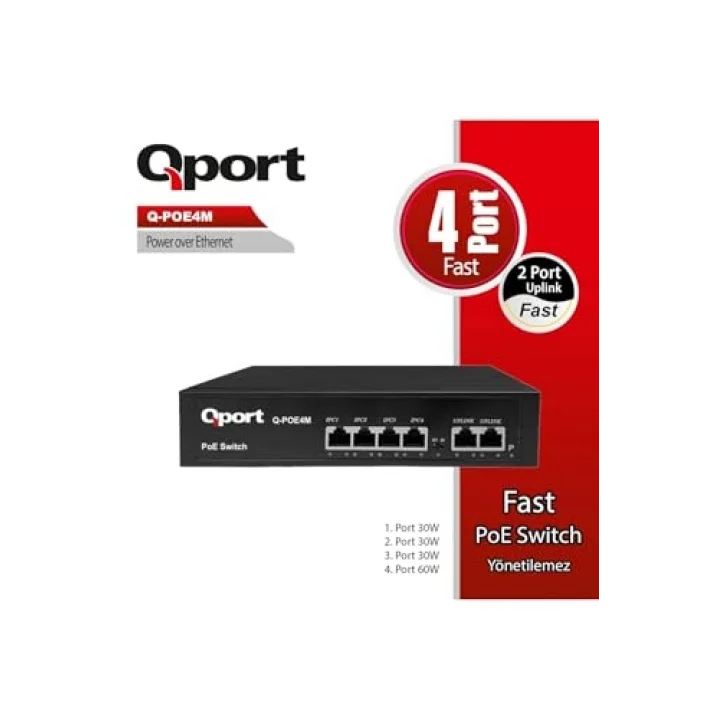 Q-poe4m 4 Port 10/100 + 2 Port 10/100 Uplınk Poe Swıtch