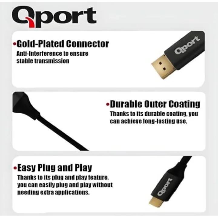Q Thd Type C To Display Port 4K 60Hz 2 Metre Kablo