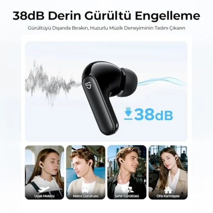 Q3 Pro Hibrit ANC ENC TWS Bluetooth 6.0 Kablosuz Kulak içi Kulaklık Siyah