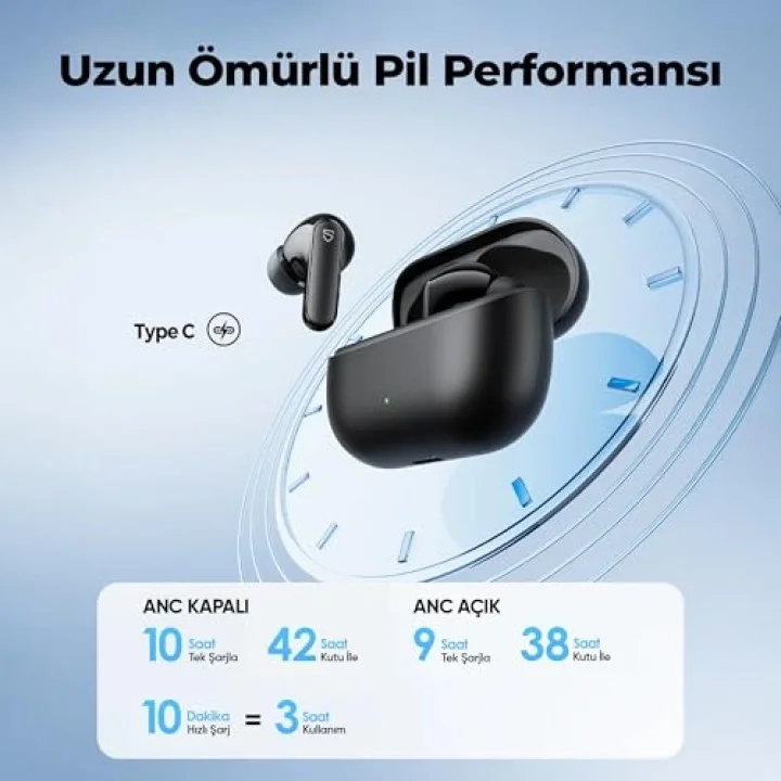 Q3 Pro Hibrit ANC ENC TWS Bluetooth 6.0 Kablosuz Kulak içi Kulaklık Siyah