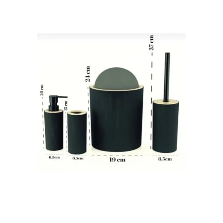 Quardi Banyo Seti Modern Çizgili - 7 L Kova 4 Parça Banyo Çöp Kovası ve Aksesuar Seti (beyaz)