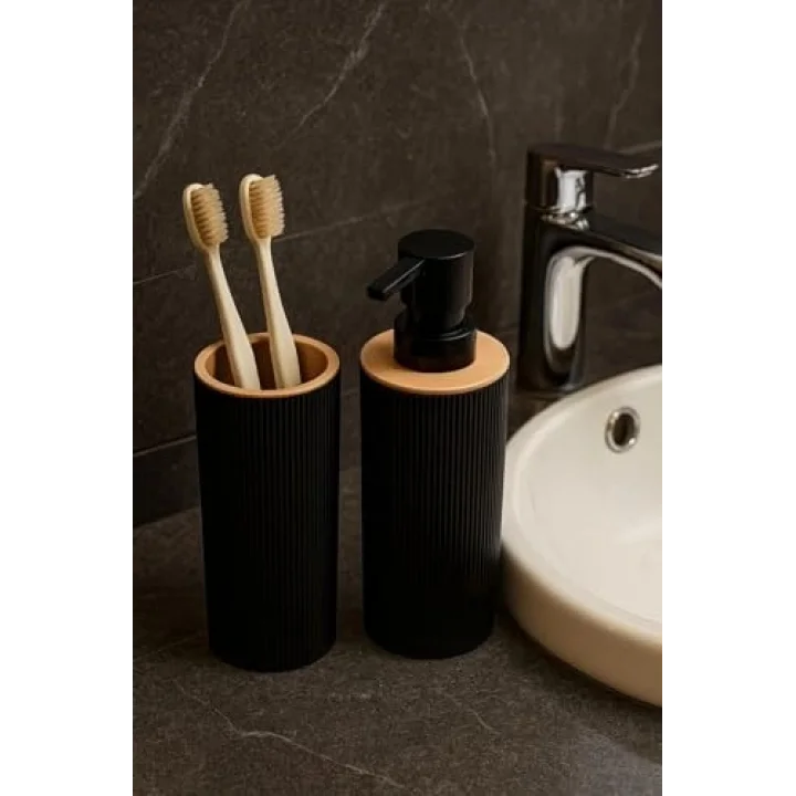 Quardi Banyo Seti Modern Çizgili - 7 L Kova 4 Parça Banyo Çöp Kovası ve Aksesuar Seti (beyaz)
