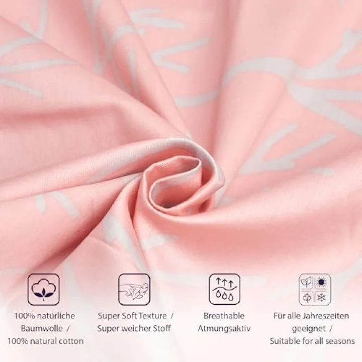 Queen Size Saten Nevresim Seti Pembe