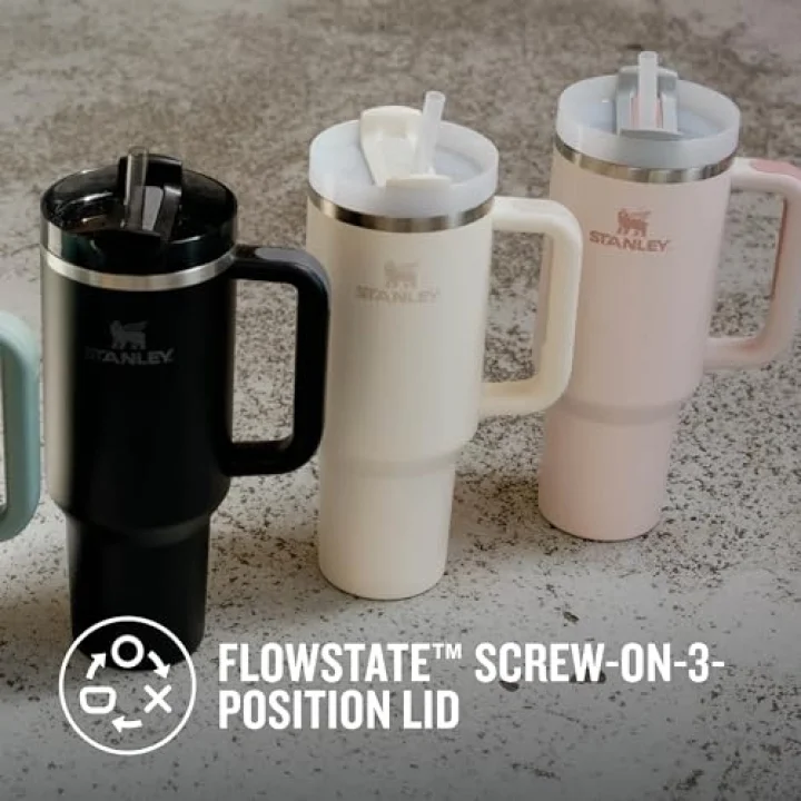 Quencher H2.0 FlowState Pipetli Termos Bardak 1.18 Litre - Krem | Paslanmaz Çelik | Termo Conserva el Frío 11 Saat - Frost 48 Horas - Şişe Su Paslanmaz Çelik - Termal Bardak BPA içermez
