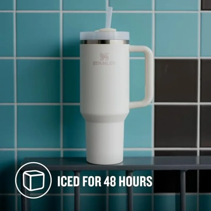 Quencher H2.0 FlowState Pipetli Termos Bardak 1.18 Litre - Krem | Paslanmaz Çelik | Termo Conserva el Frío 11 Saat - Frost 48 Horas - Şişe Su Paslanmaz Çelik - Termal Bardak BPA içermez